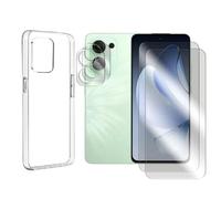 JUANIO Lot de 2 Verre Trempé écran Protecteur Compatible avec Oppo RENO 13 F 5G 6.67" / Oppo RENO 13 FS 5G 6.67" + Coque Transparente Silicone + Lot de 2 Verre Trempé Caméra Arrière
