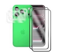 JUANIO Lot de 2 Verre trempé Film de Protection écran avec Contour Noir Compatible avec iPhone 17 Pro 6.3" A3256, A3523, A3522, A3524et Lot de 2 Verre Trempé Caméra Arrière Protecteur