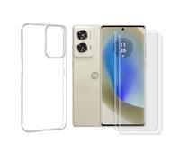 JUANIO Lot de 2 Verre trempé incurvé + Coque de Protection Compatible avec Motorola Edge 50 Fusion 5G 6,7" / Motorola Moto G85 5G 6,7" Coque Souple Silicone Transparente