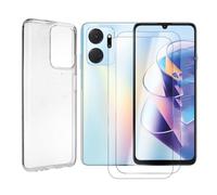 JUANIO Lot de 2 Verre trempé Protection Ecran + Coque de Protection Compatible avec Honor X7A 6.75" RKY-LX1, RKY-LX2, RKY-LX3 Coque Souple Silicone Transparente