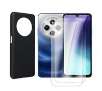JUANIO Lot de 2 Verre trempé Protection Ecran + Coque de Protection Compatible avec Xiaomi Redmi 14C 4G 6.88" Coque Souple Silicone Noir
