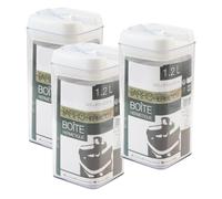 JUANIO Lot de 3 boîte hermétique Alimentaire en ABS, Pot Conservation Cuisine avec Couvercle pour céréales pâtes Farine, capacité 1.2 L - Longueur 9.5 x Profondeur 9.5 x Hauteur 20 cm