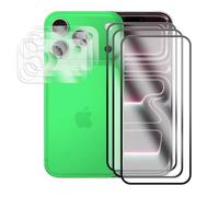 JUANIO Lot de 3 Verre trempé Film de Protection écran avec Contour Noir Compatible avec iPhone 17 Pro 6.3" A3256, A3523, A3522, A3524et Lot de 3 Verre Trempé Caméra Arrière Protecteur