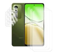 JUANIO Lot de 3 Verre trempé Film de Protection écran Compatible avec Oppo A5 4G 2025 CPH2727 6.67" et lot de 3 Verre Trempé Caméra Arrière Protecteur