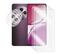JUANIO Lot de 3 Verre trempé Film de Protection écran Compatible avec Oppo RENO 12 F 4G 6.67"/Oppo RENO 12 FS 4G 6.67"/Oppo RENO 12 F 5G 6.67" et Lot de 3 Verre Trempé Caméra Arrière Protecteur