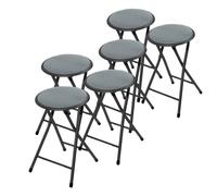 JUANIO Lot de 6 Tabouret Pliable, Chaise de Salle à Manger rembourrée en PVC Coloris Gris - Longueur 30 x Profondeur 30 x Hauteur 45 cm
