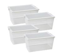 JUANIO Lot de 8 boîtes de Rangement hermétique 21 L, Caisse de Transport avec Couvercle Solide et Clips sur Les côtés - Longueur 45 x Profondeur 32 x Hauteur 20 cm