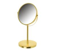 JUANIO Miroir grossissant Double Face x2 sur Pied en métal doré Mat - Longueur 19 x Profondeur 15 x Hauteur 35 cm