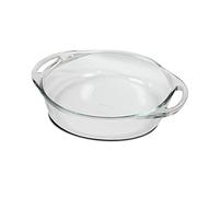 JUANIO Plat à Four Rond avec anses, Moule de Cuisson en Verre, capacité 2.4 L - Longueur 32.2 x Profondeur 26.3 x Hauteur 5.8 cm