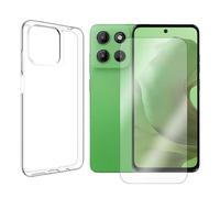 JUANIO Verre trempé + Coque de Protection Compatible avec Motorola Moto G15 4G 6,72" Coque Souple Silicone Transparente