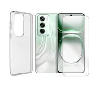 JUANIO Verre trempé + Coque de Protection Compatible avec Oppo Reno 12 5G écran 6.7" CPH2625 Coque Souple Silicone Transparente