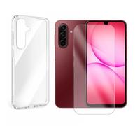 JUANIO Verre trempé + Coque de protection Compatible avec Samsung Galaxy A17 4G SM-A175F 6.7" / Samsung Galaxy A17 5G SM-A176B 6.7" Coque souple silicone transparente