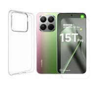 JUANIO Verre trempé + Coque de Protection Compatible avec Xiaomi 15T Pro 5G 6.83" 2506BPN68GCoque Souple Silicone Transparente