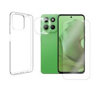 JUANIO Verre Trempé écran Protecteur Compatible avec Motorola Moto G15 4G 6,72" + Coque Transparente Silicone Souple + Verre Trempé Caméra Arrière