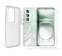 JUANIO Verre Trempé écran Protecteur Compatible avec Oppo Reno 12 5G écran 6.7" CPH2625 + Coque Transparente Silicone Souple + Verre Trempé Caméra Arrière