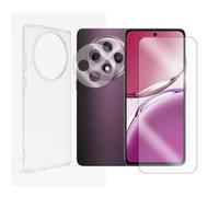JUANIO Verre Trempé écran Protecteur Compatible avec Oppo RENO 12 F 4G 6.67"/Oppo RENO 12 FS 4G 6.67"/Oppo RENO 12 F 5G 6.67" + Coque Transparente Silicone Souple + Verre Trempé Caméra Arrière