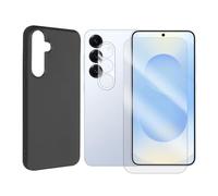 JUANIO Verre Trempé Protection Ecran Compatible avec Samsung Galaxy S25 5G SM-S931B 6.2" + Coque Noir Silicone Souple + Verre Trempé Caméra Arrière