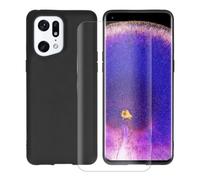 JUANIO Verre trempé Protection Ecran incurvé + Coque de Protection Compatible avec Oppo Find X5 5G PFFM10 CPH2307 6.55" Coque Souple Silicone Couleur Noir