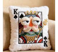 Juankrynord Coussin décoratif brodé sur Le thème du Poker Tissu en Flanelle Douce avec Housse Amovible et Lavable Idéal pour Les canapés et Les Coussins de Salon. (Poker K,35 * 30CM)
