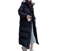 Juankrynord Doudoune longue à capuche chaude d'hiver pour femme longue écharpe manteau d'hiver coupe-vent et neige doudoune extra longue et chaude imperméable (M,Noir)