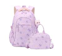 Juankrynord Ensemble de sacs à dos imperméables de grande capacité pour filles du primaire et du collège : jolis sacs à dos de style preppy pour adolescentes (Violet vif)