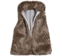 Juankrynord Gilet en molleton élégant et chaud pour femmes pour l'automne/hiver léger décontracté en molleton de couleur unie sans manches veste d'extérieur courte gilet d'hiver moelleux (Café,TTG)