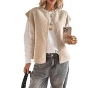 Juankrynord Gilet léger sans Manches à la Mode hivernale pour Femmes Gilet Chaud décontracté Moelleux et élégant doublé de Polaire de Style Preppy (Abricot,TG)