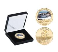 JUANLI Pièce commémorative 2024, 80e Anniversaire du débarquement de Normandie, Collection de pièces de défi, Cadeaux d'anniversaire et de Noël