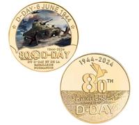 JUANLI Pièce commémorative 2024, 80e Anniversaire du débarquement de Normandie, Collection de pièces de défi, Cadeaux d'anniversaire et de Noël