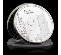 JUANLI Pièces commémoratives des attentats du 11 Septembre aux États-Unis : pièce plaquée Or/Argent, Statuette Souvenir.