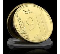 JUANLI Pièces commémoratives des attentats du 11 Septembre aux États-Unis : pièce plaquée Or/Argent, Statuette Souvenir.
