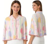 JuanNest Cape Châle Chaude pour Femme Léger pour L'été,Protection Post-Partumveste De Lit Douce,Poncho Léger pour Lire,Regarder Télévision Et Bureau À Domicile, Fermeture Facile À Boutons, Lavable A