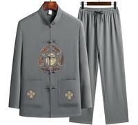 JuanNest Chinois Traditionnel Costume Tang Arts Martiaux pour Homme, Traditionnel Chinois Wushu Vêtements Manches Longues, Respirant, Convient Aux Au Tai Chi Qigong Shaolin Kung Fu E,40(58-65kg)