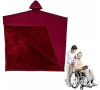 JuanNest Couverture d'hiver Épaisse pour Fauteuil Roulant,Cape Épaule Châle Chaud, Confortable Et Respirant,Doublée en Peluche pour Tout Le Corps, Protection Thermique Complète,Maison Burgundy
