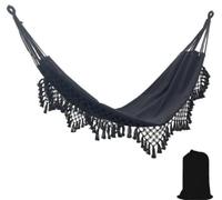 JuanNest Hamac De Jardin Hamac D'extérieur Camping Lit Hamac en Coton Hamacs À Franges en Macramé Balcon Bohème À Pompons Fait À La Main Hamacs Double 2 Personnes,150Kg A,200 * 150cm