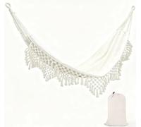 JuanNest Hamac De Jardin Hamac D'extérieur Camping Lit Hamac en Coton Hamacs À Franges en Macramé Balcon Bohème À Pompons Fait À La Main Hamacs Double 2 Personnes,150Kg B,200 * 150cm
