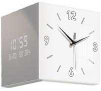 JuanNest Horloge Murale d'angle Double Face, Horloge Murale d'angle Moderne,Horloge Murale Numérique Carrée Silencieuse avec Éclairage Et Télécommande pour Décoration De Salon, Murale D