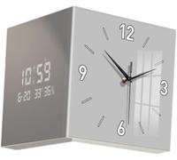 JuanNest Horloge Murale d'angle Double Face, Horloge Murale d'angle Moderne,Horloge Murale Numérique Carrée Silencieuse avec Éclairage Et Télécommande pour Décoration De Salon, Murale B