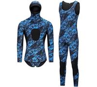 JuanNest Lycra Camo Cover pour Combinaison De Peche sous Marine, Deux Pièces,Complete Wetsuit Long Capuche Deux Pièces Surf Snorkeling Plongée Chasse Poisson Kayak Chaleur Et Résistance C,L(58-65kg)