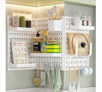 JuanNest Panneau Perforé Mural 30X42 Cm Organiseur Garage en Plastique avec Panneaux Perforés Accessoires, Kit Rangement D'outils pour Bureau, Maison, Entrepôt, Cuisine, Magasin 3 Piece (30 * 42cm),A