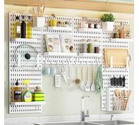 JuanNest Panneau Perforé Mural 30X42 Cm Organiseur Garage en Plastique avec Panneaux Perforés Accessoires, Kit Rangement D'outils pour Bureau, Maison, Entrepôt, Cuisine, Magasin 6 Piece (30 * 42cm),A