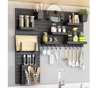 JuanNest Panneau Perforé Mural 30X42 Cm Organiseur Garage en Plastique avec Panneaux Perforés Accessoires, Kit Rangement D'outils pour Bureau, Maison, Entrepôt, Cuisine, Magasin 4 Piece (30 * 42cm),B