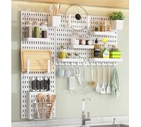 JuanNest Panneau Perforé Mural 30X42 Cm Organiseur Garage en Plastique avec Panneaux Perforés Accessoires, Kit Rangement D'outils pour Bureau, Maison, Entrepôt, Cuisine, Magasin 4 Piece (30 * 42cm),A