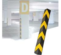 JuanNest Protections d'angle Murales en Caoutchouc Réfléchissantes, Barre De Tampon, Protection Angle Mur, Butée De Stationnement À Rayures Jaunes pour Garage, Parking, Entrepôt, Bureau 5pcs,60cm
