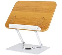 JuanNest Support Livre, Porte Livre Bois Rotatif À 360° avec Base en Alliage D'aluminium Et Bras Réglable, Repose Livre Pupitre De Lecture pour Livres Épais Et Porte Livre De Cuisine, Pupitre A