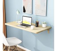 JuanNest Table Murale Pliable en Bois,Table Murale Pliante Flottante pour Ordinateur Portable,Gain De Place,Rabattable,Cuisine,Bureau,Buanderie,Balcon, Maison, Bureau,Chambre,Salle De Bain B,90×50CM