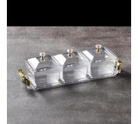 JuanNest Tiroir Divisé avec Couvercle, Plateau De Service en Plastique À Compartiments, Tiroir Rafraîchissant À Compartiment Transparent avec Couvercle pour Bonbons, Fruits, Noix, Collations E