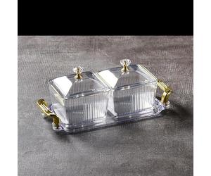 JuanNest Tiroir Divisé avec Couvercle, Plateau De Service en Plastique À Compartiments, Tiroir Rafraîchissant À Compartiment Transparent avec Couvercle pour Bonbons, Fruits, Noix, Collations B