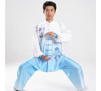 JuanNest Uniforme Kung Fu Arts Martiaux en Soie Lin Manches Longues Tai Chi Vêtements pour Exercices Qi Gong Kung Fu Wung Chun,Costume Traditionnel Chinois d'arts Martiauxi Classique A,2XL(80-87kg)
