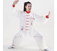 JuanNest Uniforme Kung Fu Arts Martiaux en Soie Lin Manches Longues Tai Chi Vêtements pour Exercices Qi Gong Kung Fu Wung Chun,Costume Traditionnel Chinois d'arts Martiauxi Classique F,M(58-65kg)